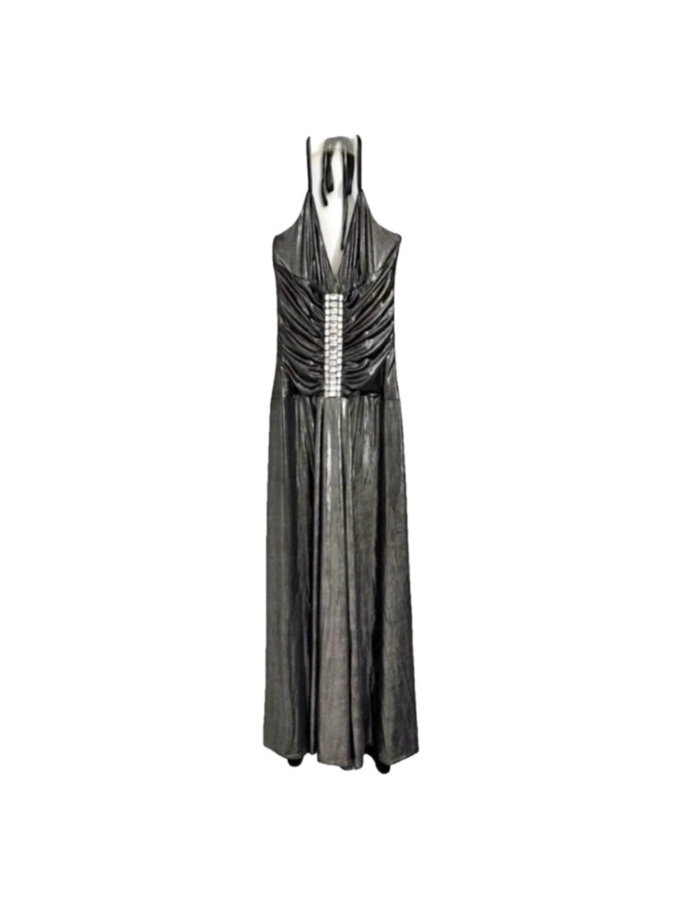 Jessica McClintock Halter Formal Evening Prom Gown Rhinestone Roughing